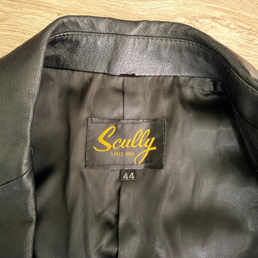 Scully Leather Blazer Sport Coat Jacket Mens 44 Black Western Yoke Two Button
